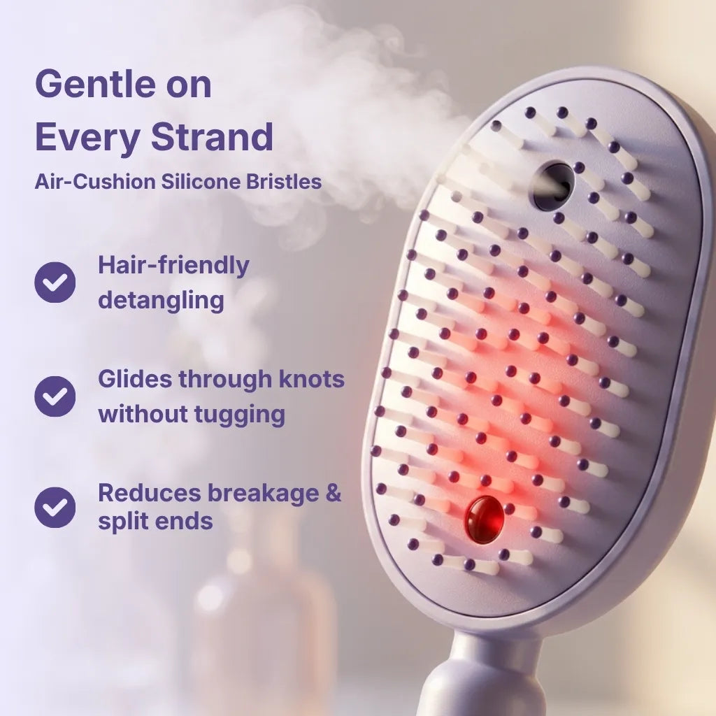 Air-cushion silicone bristles of the GlossUp brush, gentle on every strand