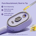 Filling the GlossUp brush with hair oil for even, mess-free nourishment