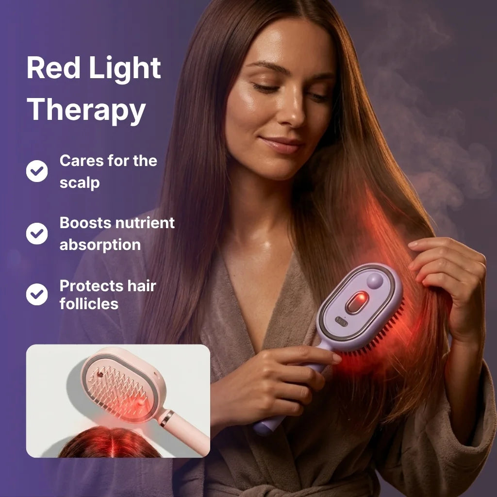 Red light therapy in the GlossUp brush caring for scalp and hair follicles