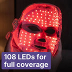 108 LEDs for full-face red light coverage on the GlowUp LED mask